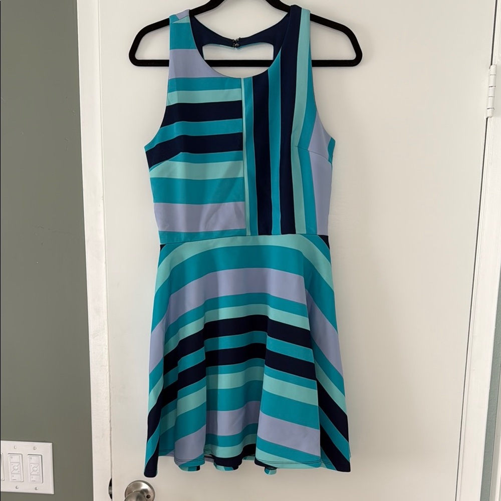 Stylish Blue and Teal Striped Dress